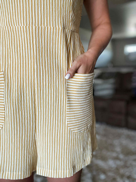 Lemon Drop Shoulder Tie Romper