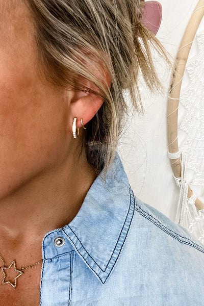 Double Hoop Diamond Earrings - Gold