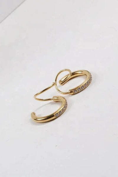 Double Hoop Diamond Earrings - Gold