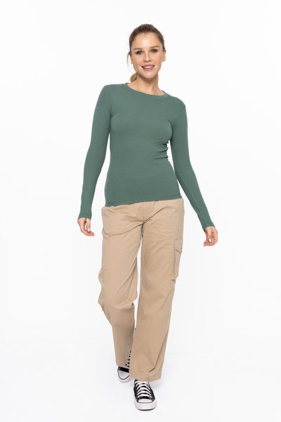 Mella Micro-Ribbed Long Sleeve - Green