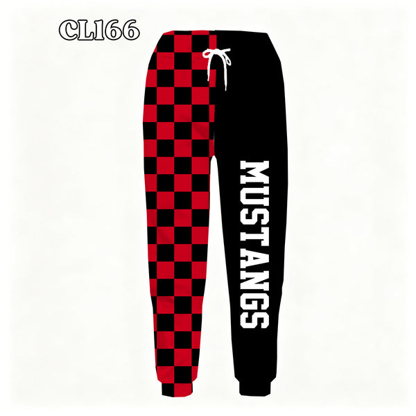 PREORDER Spiritwear Checkered Split Leg Bottom - MUSTANGS
