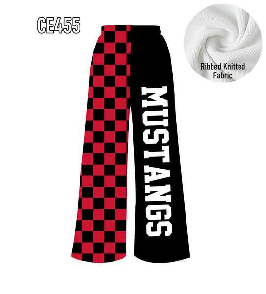 PREORDER Spiritwear Checkered Split Leg Bottom - MUSTANGS