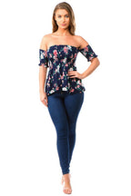 Dayna Smocked Peplum Blouse - SIZE SMALL