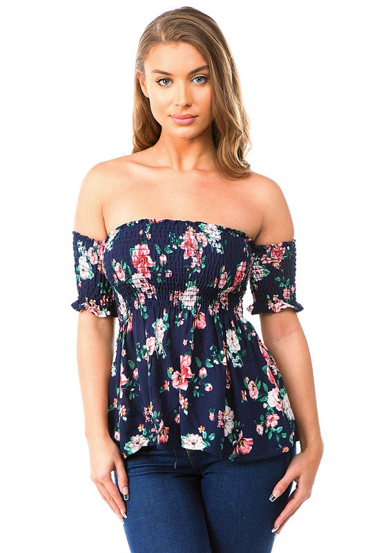 Dayna Smocked Peplum Blouse - SIZE SMALL