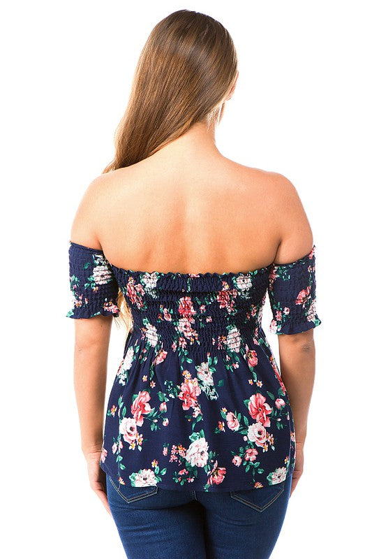 Dayna Smocked Peplum Blouse - SIZE SMALL