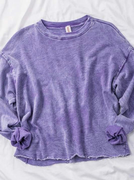 Jeanie French Terry Sweatshirt - Purple - SIZE SMALL