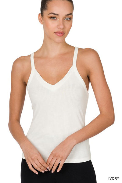 Abrie Ribbed Tank Top - Ivory