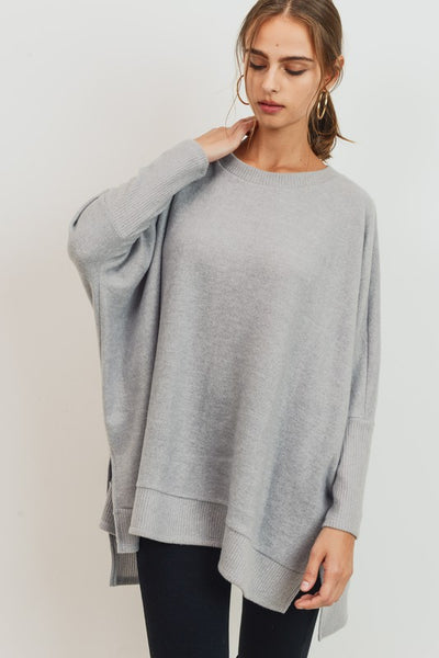 Amaya Brushed Knit Sweater - Grey