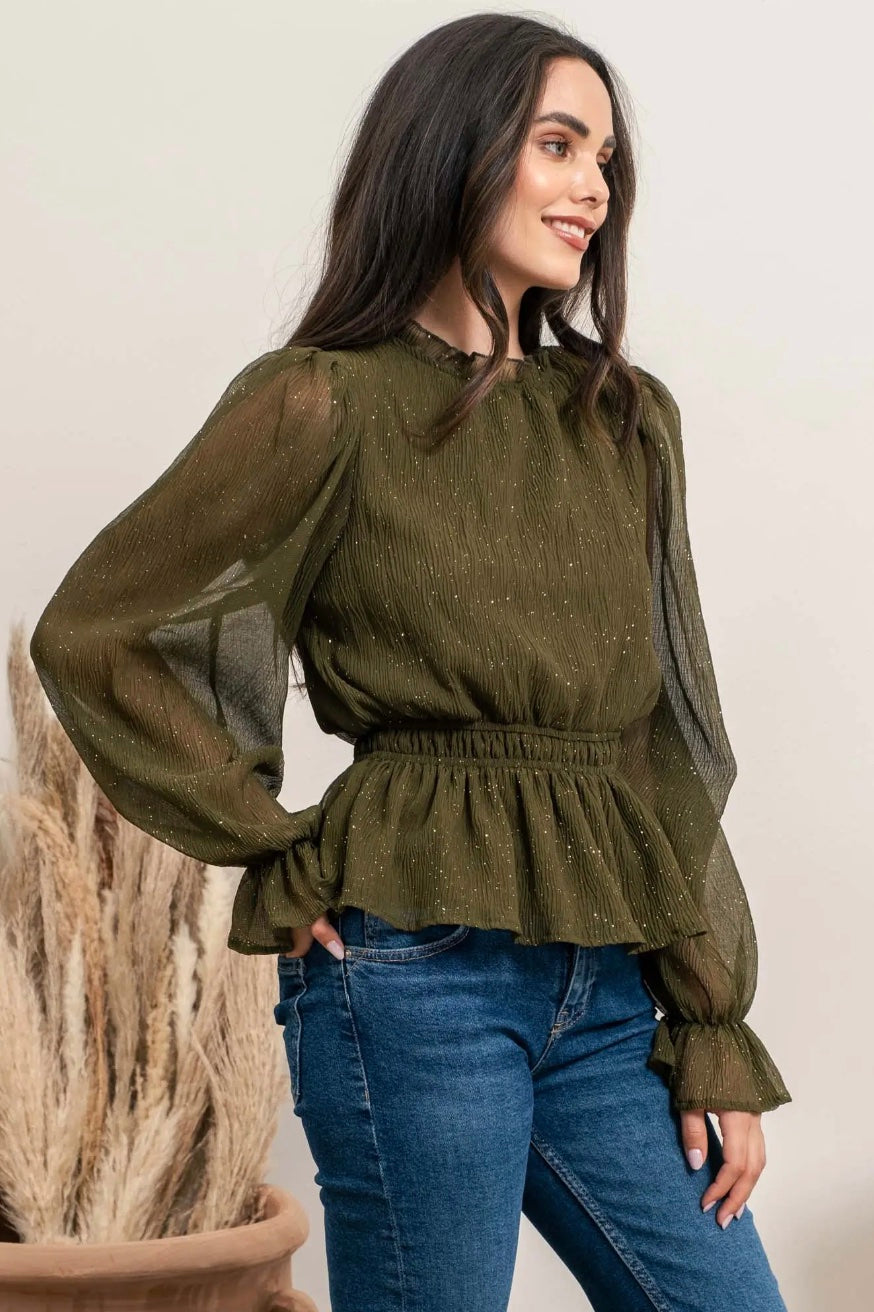 Beau Balloon Sleeve Top - SIZE SMALL