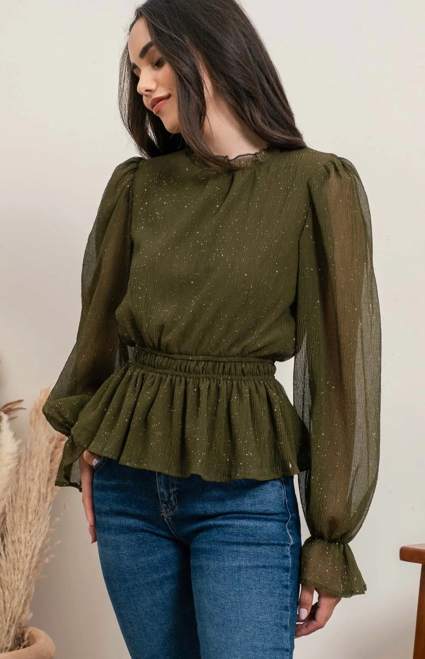 Beau Balloon Sleeve Top - SIZE SMALL