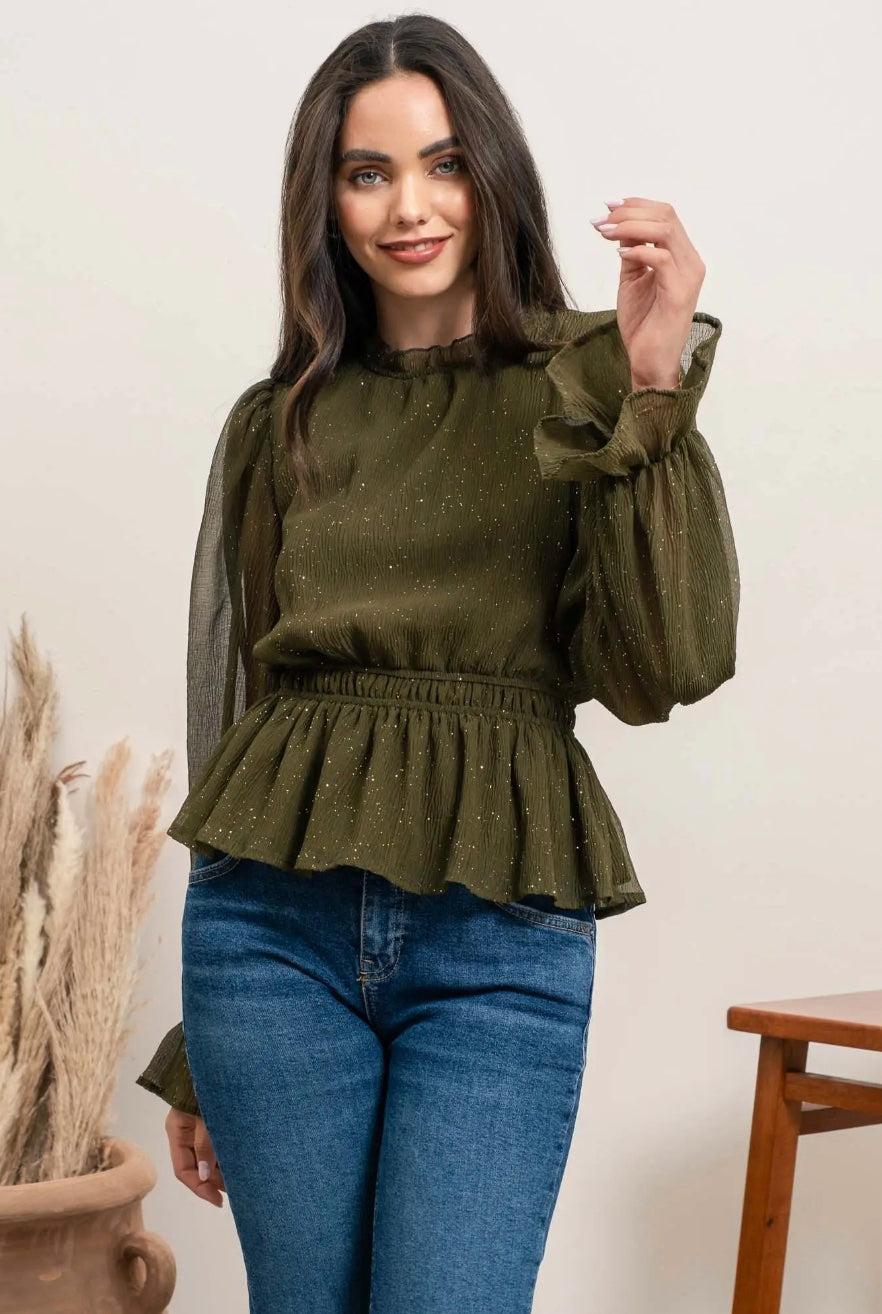 Beau Balloon Sleeve Top - SIZE SMALL