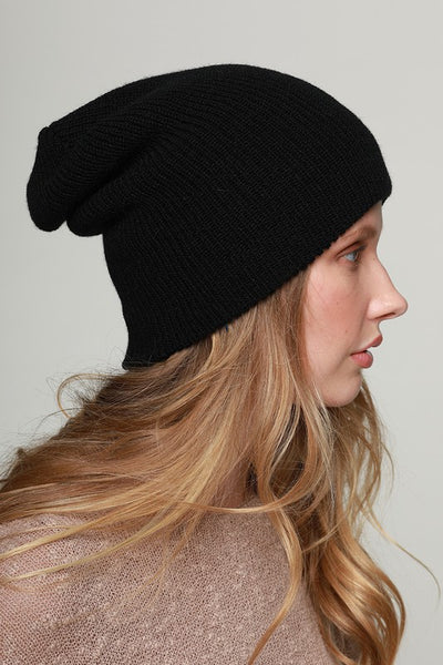 Araya Slouchy Knit Beanie - Black