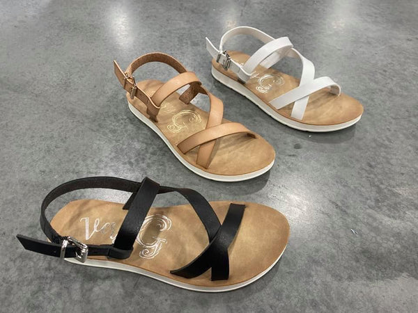 Blaire Cross Strap Sandals - Black