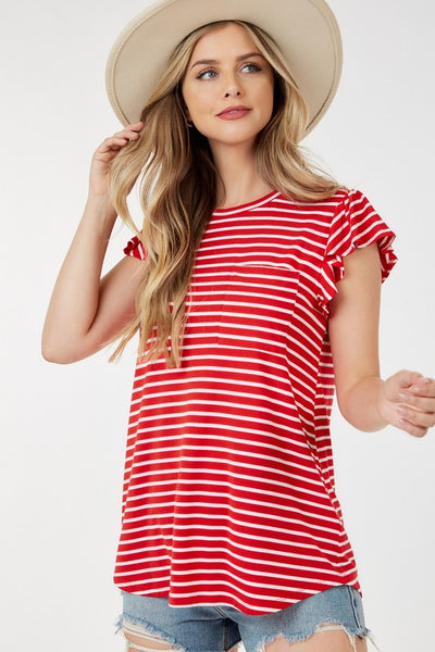 Brandi Striped Tee - Red - SIZE SMALL