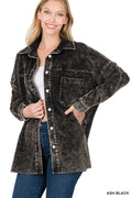Cambria Corduroy Shacket - Ash Black - SIZE SMALL