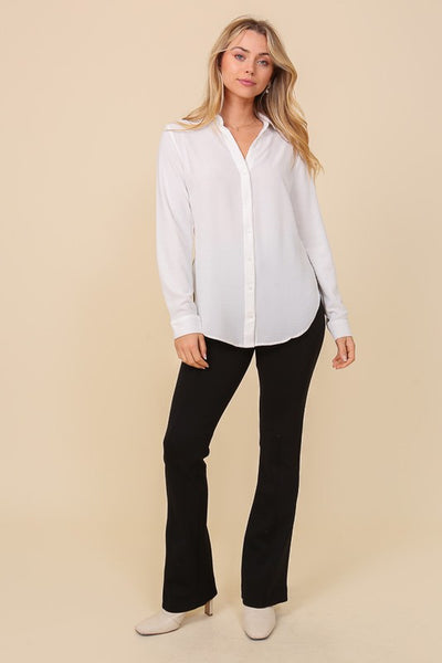 Dalia Button Up Long Sleeve - Off White - SIZE SMALL