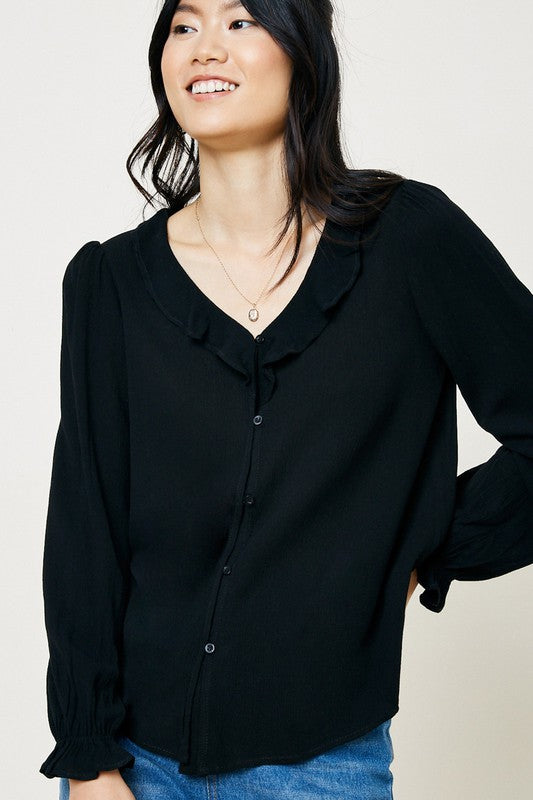 Devyn Ruffle V Neck Blouse