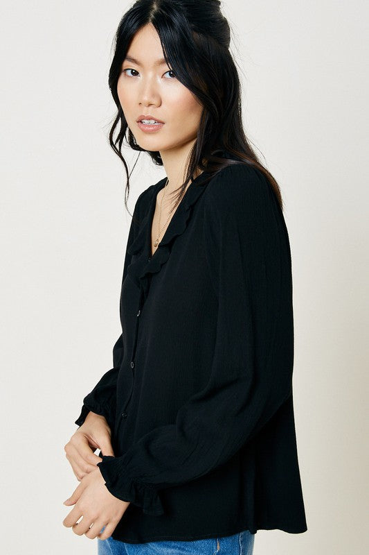 Devyn Ruffle V Neck Blouse
