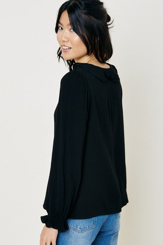 Devyn Ruffle V Neck Blouse
