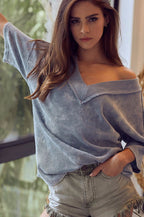 Elliot Vintage Washed V Neck - Denim