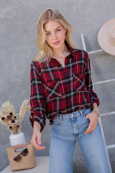 Ember Plaid Button Up