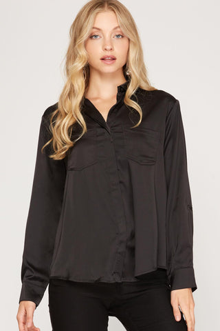 Everleigh Satin Blouse - SIZE MEDIUM
