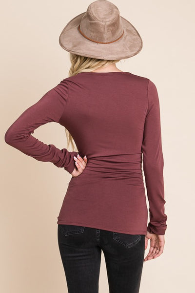 Hassie Basic Long Sleeve Tee - Red Brown - SIZE SMALL