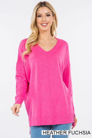 Karsyn Favorite Sweater - Heather Fuchsia