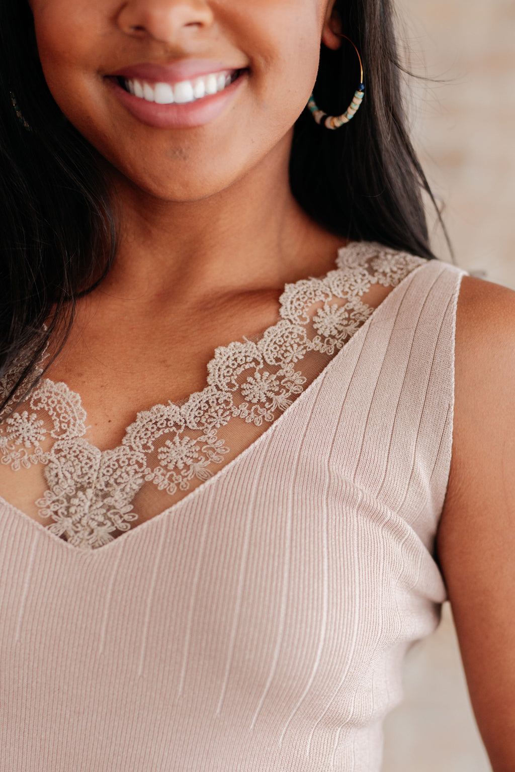 I Can Love You Better Lace Tank in Taupe - SIZE 1XL