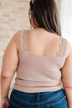 I Can Love You Better Lace Tank in Taupe - SIZE 1XL