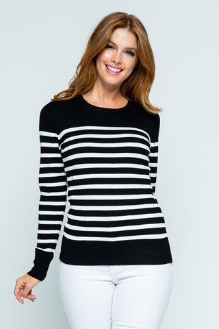 Jaymie Simple Stripe Sweater - Black