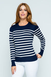Jaymie Simple Stripe Sweater - Navy