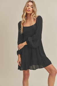 Landy Square Neckline Dress - Black - SIZE SMALL
