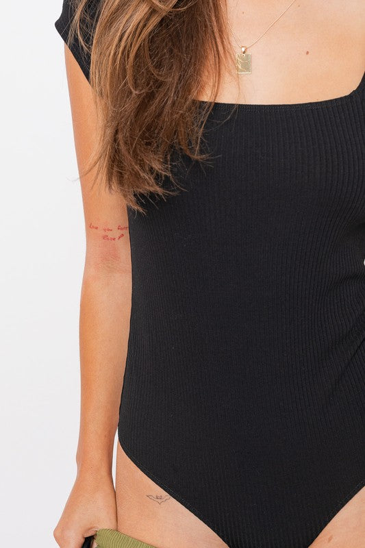 Larisa Square Neck Bodysuit - Black