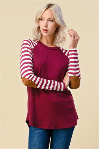 Leida Striped Long Sleeve - Burgundy