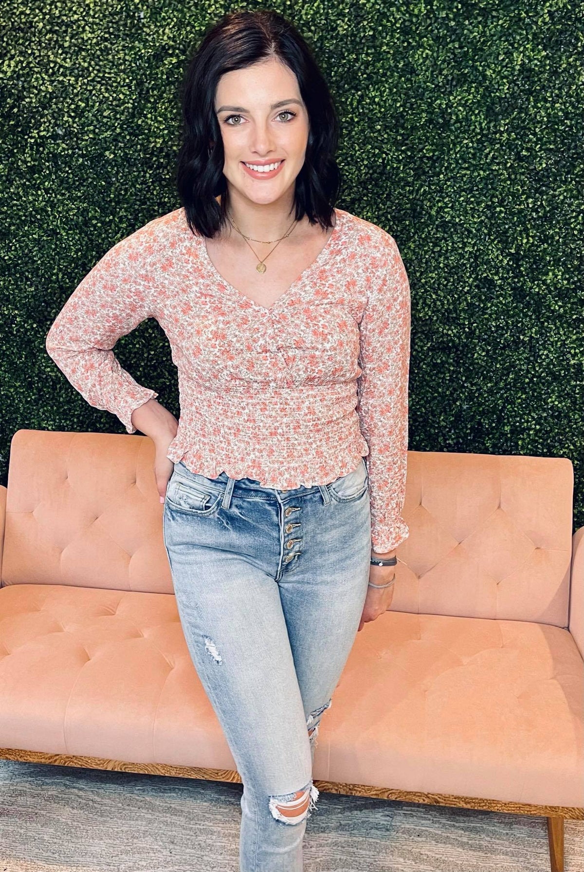 Leila Smocked Floral Top