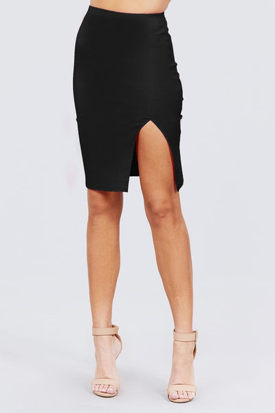 Mariah Side Slit Skirt - Black