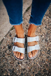 Marie Double Strap Sandals - Silver