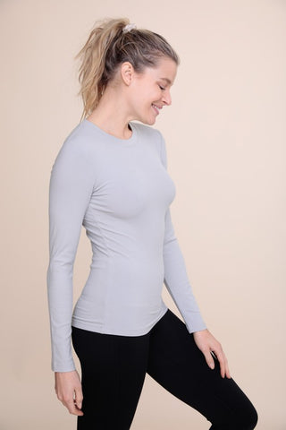 Mella Micro-Ribbed Long Sleeve - Mist - SIZE LARGE