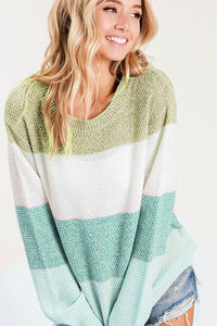 Mylah Colorblock Sweater - Mint - SIZE SMALL