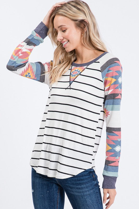 NoraLee Aztec Raglan Top - SIZE MEDIUM