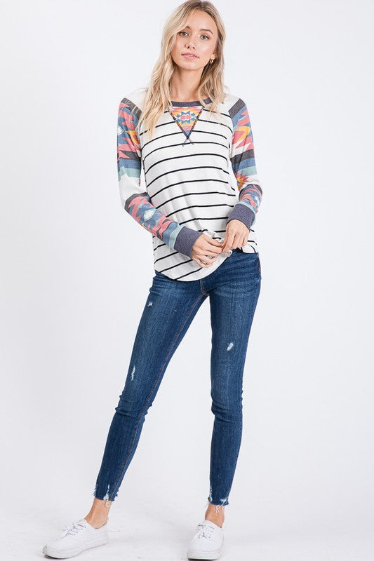 NoraLee Aztec Raglan Top - SIZE MEDIUM