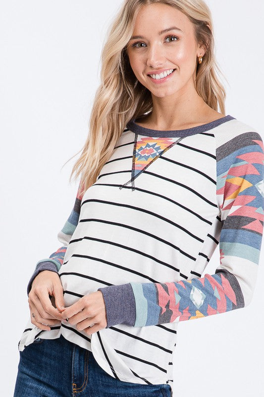 NoraLee Aztec Raglan Top - SIZE MEDIUM