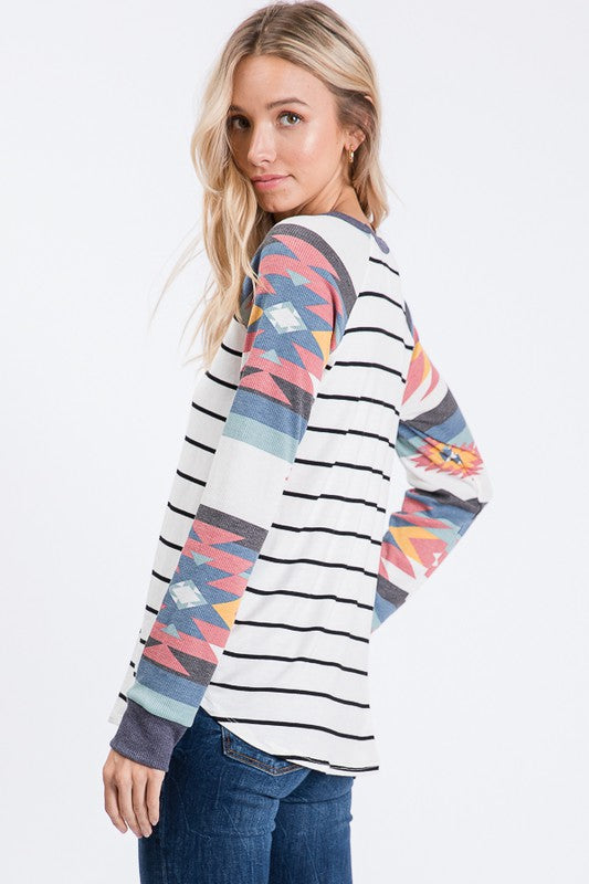 NoraLee Aztec Raglan Top - SIZE MEDIUM