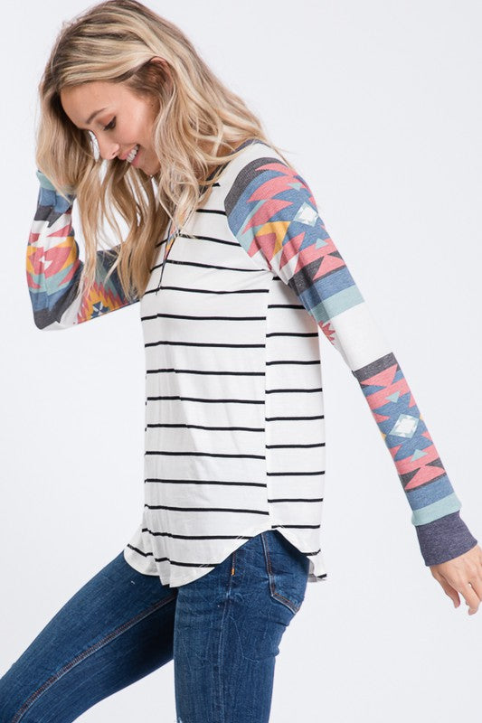 NoraLee Aztec Raglan Top - SIZE MEDIUM