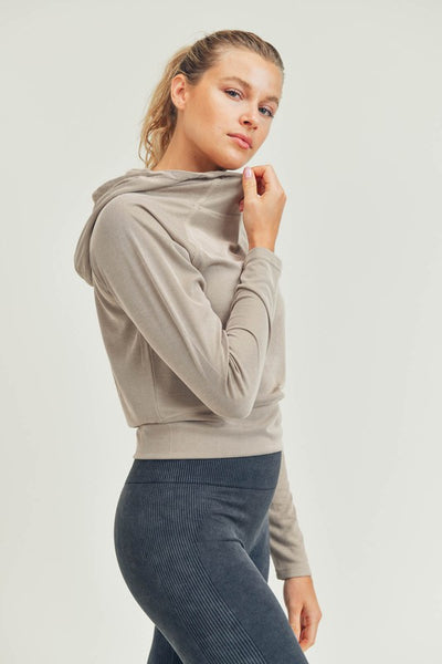 Paityn Cropped Modal Hoodie - Khaki