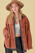 Paris Corduroy Shacket - Ginger - SIZE SMALL