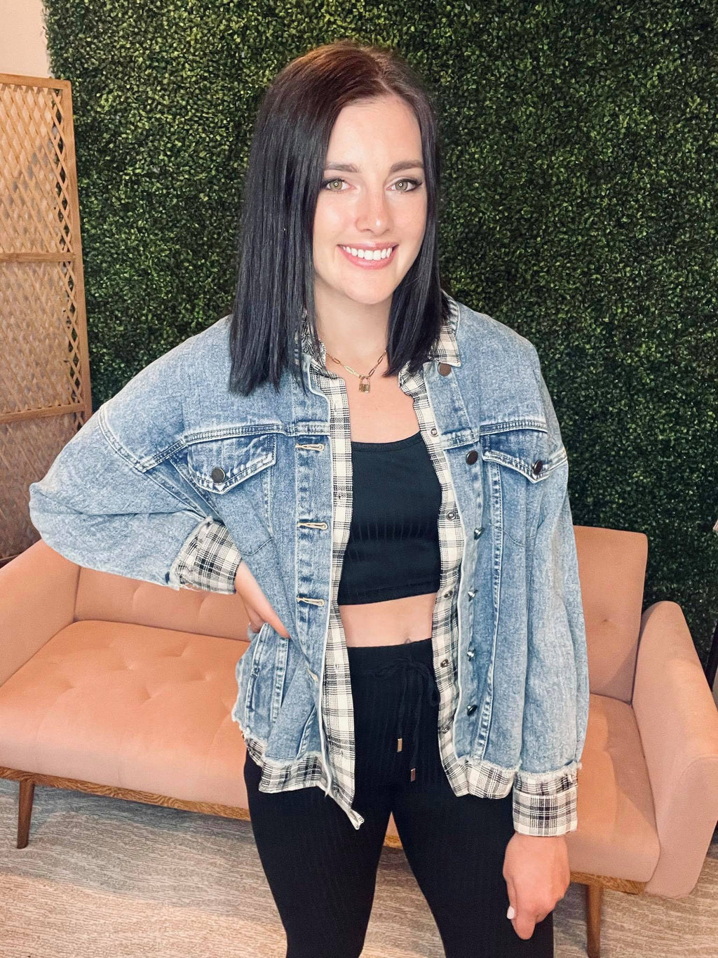 Piper Plaid Jean Jacket - SIZE SMALL