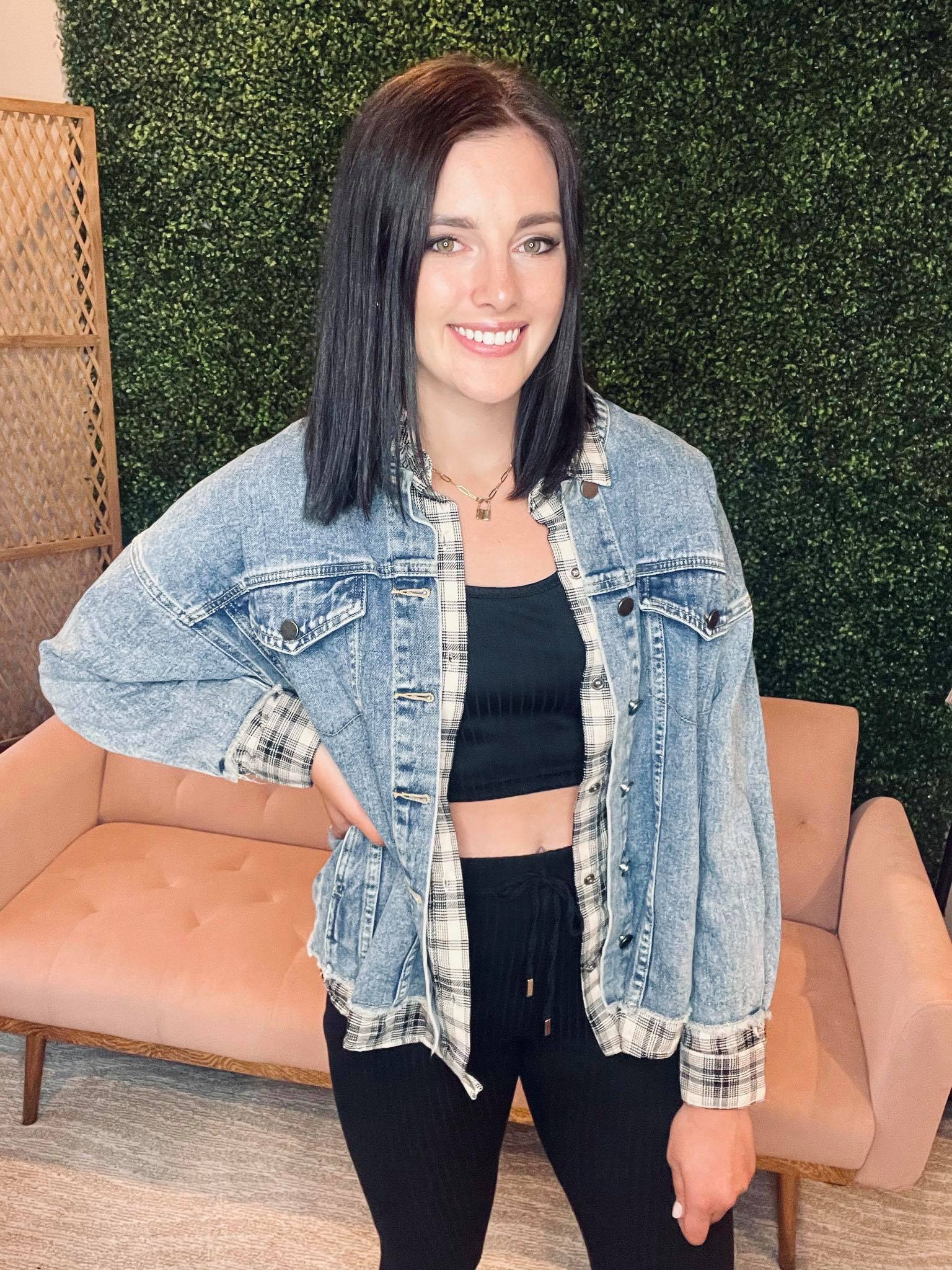 Piper Plaid Jean Jacket - SIZE SMALL