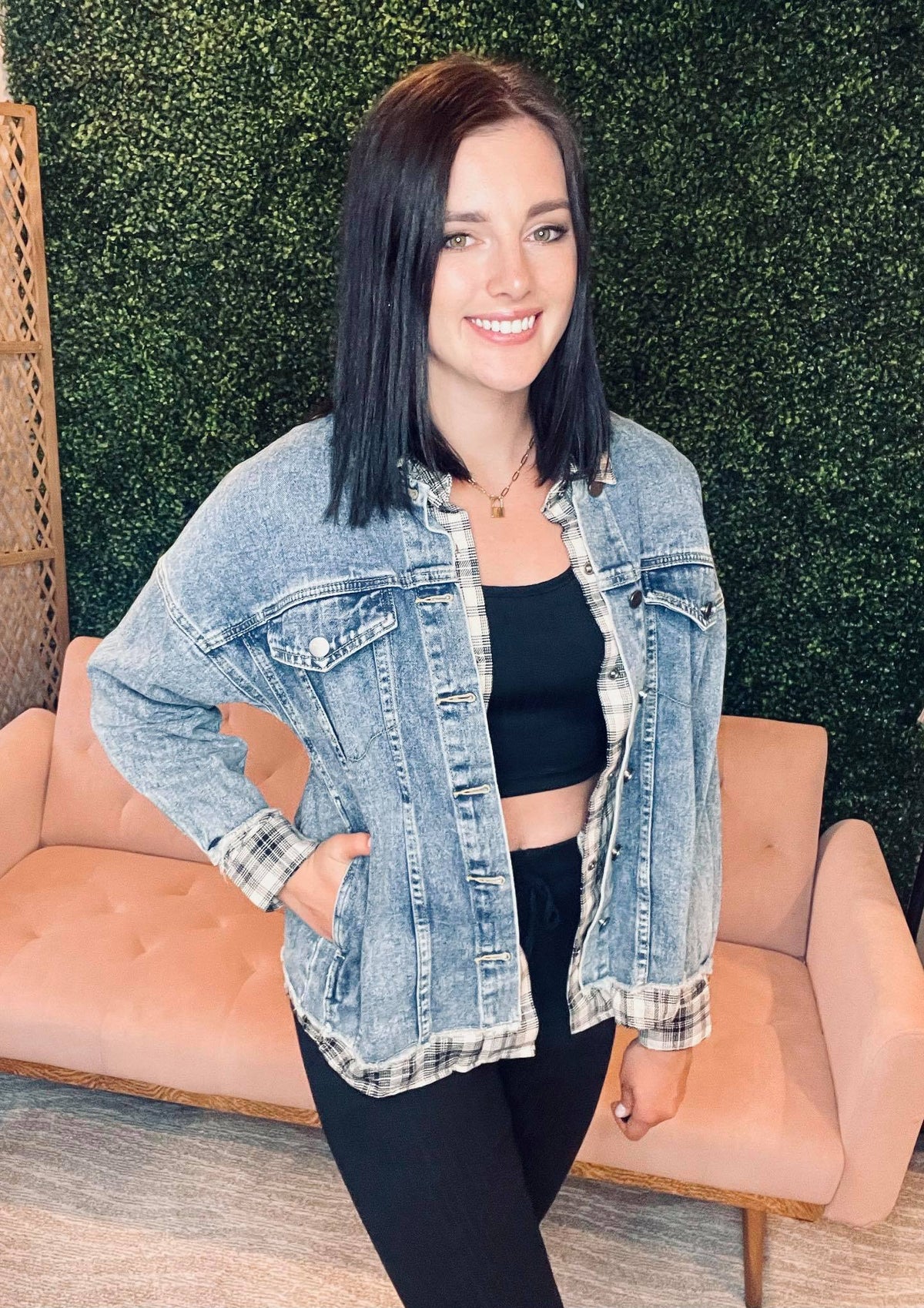 Piper Plaid Jean Jacket - SIZE SMALL